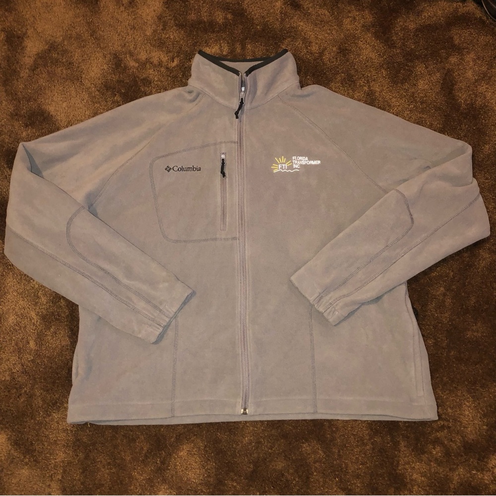 Columbia Light Gray Full-Zip Fleece Jacket with Chest Zip Pocket